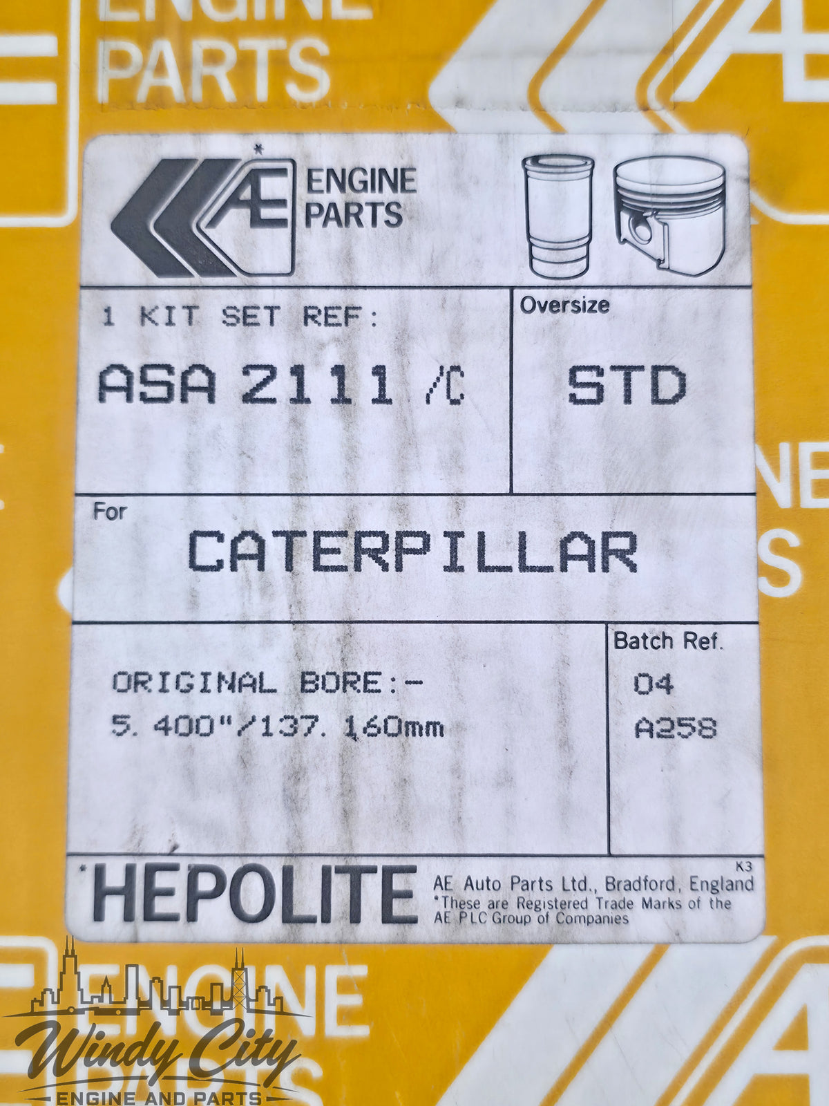 Caterpillar 5.400" Cylinder Sleeve Liner & Piston Kit Hepolite ASA2111/C STD