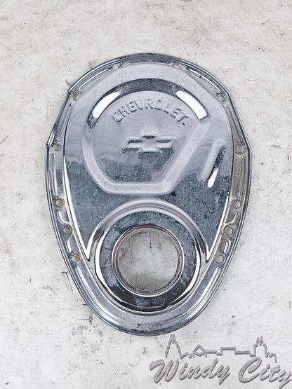 350 305 CHEVROLET TIMING COVER SMALL BLOCK CHEVY CHEVROLET LOGO