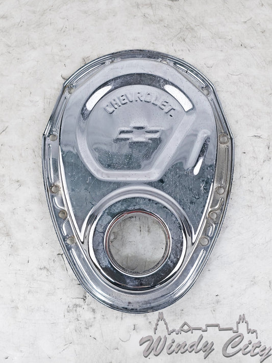 350 305 CHEVROLET TIMING COVER SMALL BLOCK CHEVY CHEVROLET LOGO