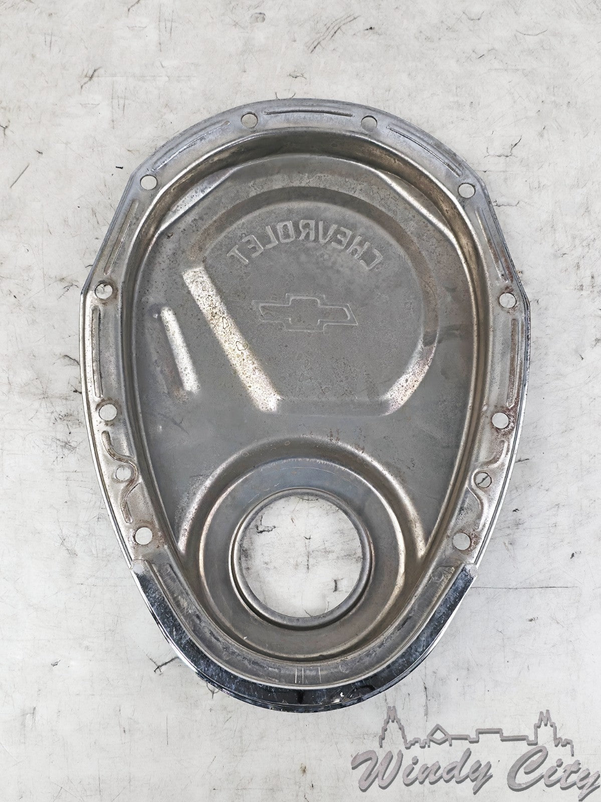350 305 CHEVROLET TIMING COVER SMALL BLOCK CHEVY CHEVROLET LOGO