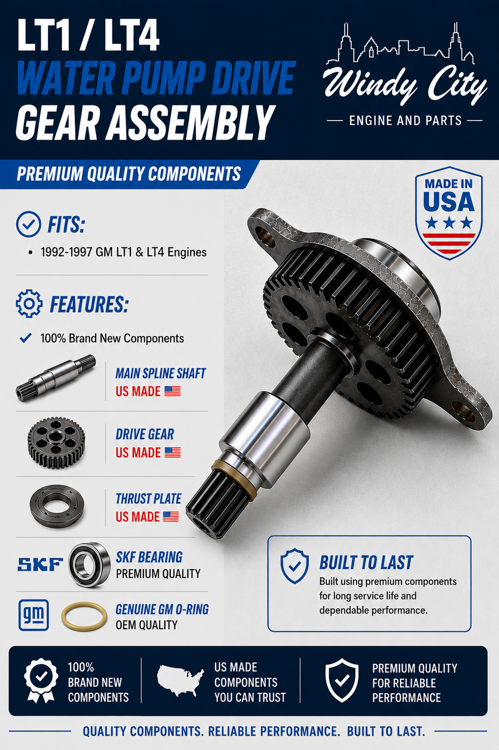LT1 LT4 Chevy Pontiac Buick Wasserpumpenantriebsrad-Baugruppe – Neu – Hergestellt in den USA